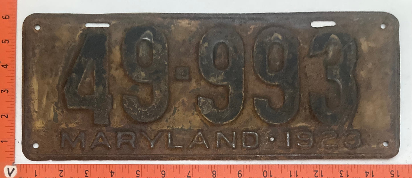 1923 Maryland # 49-993 Passenger license plate (Crafter)