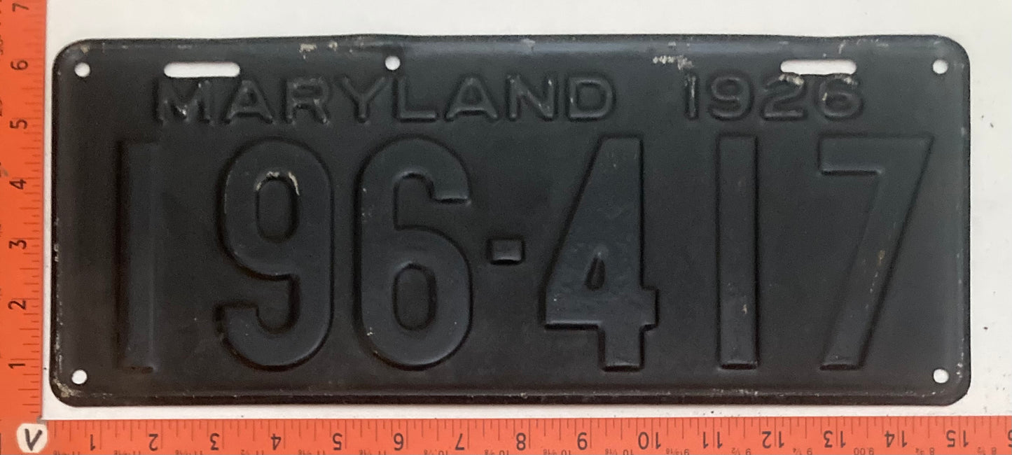 1926 Maryland # 196-417 Passenger license plate (Crafter)