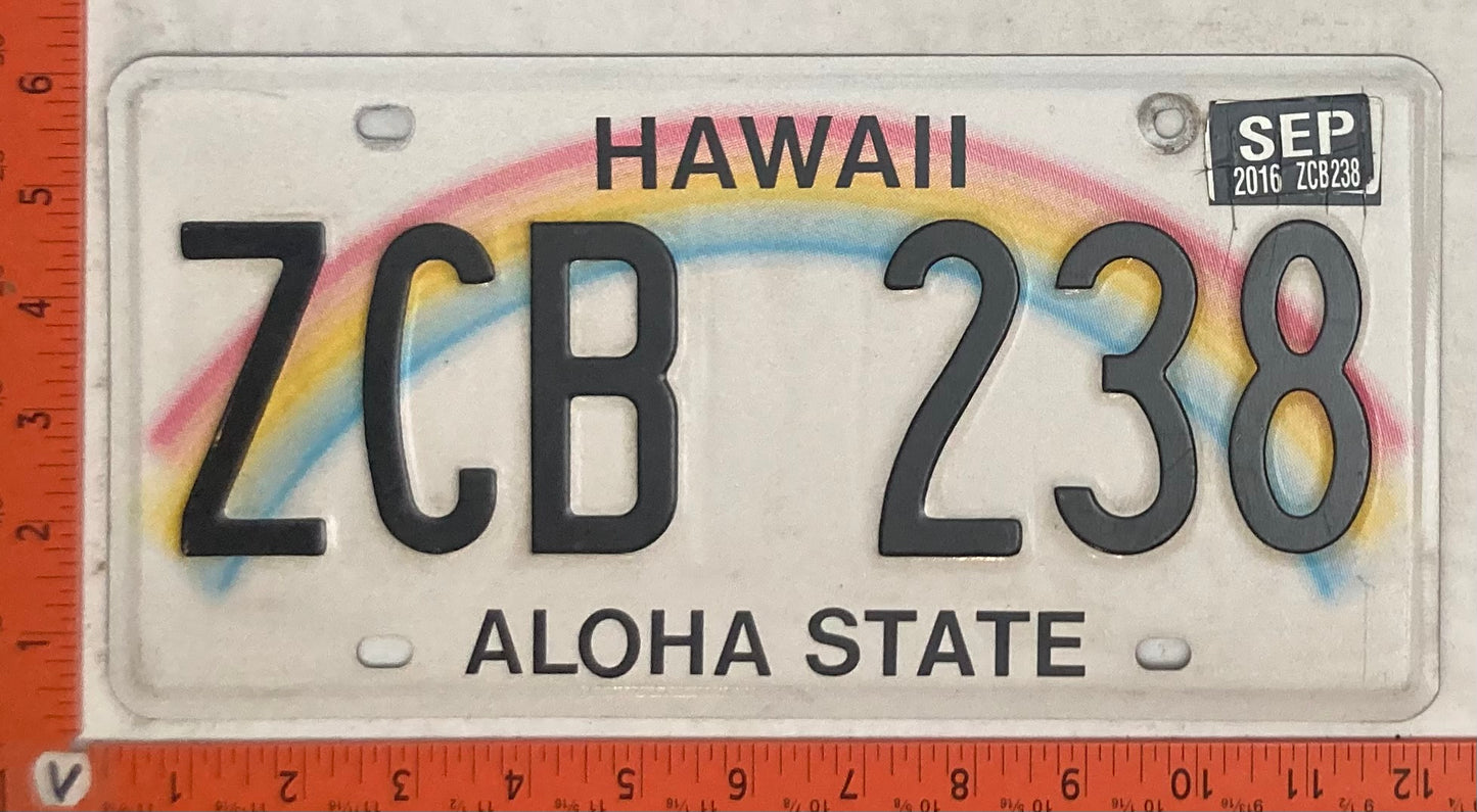 2016 Hawaii #ZCB 238 Passenger License Plate
