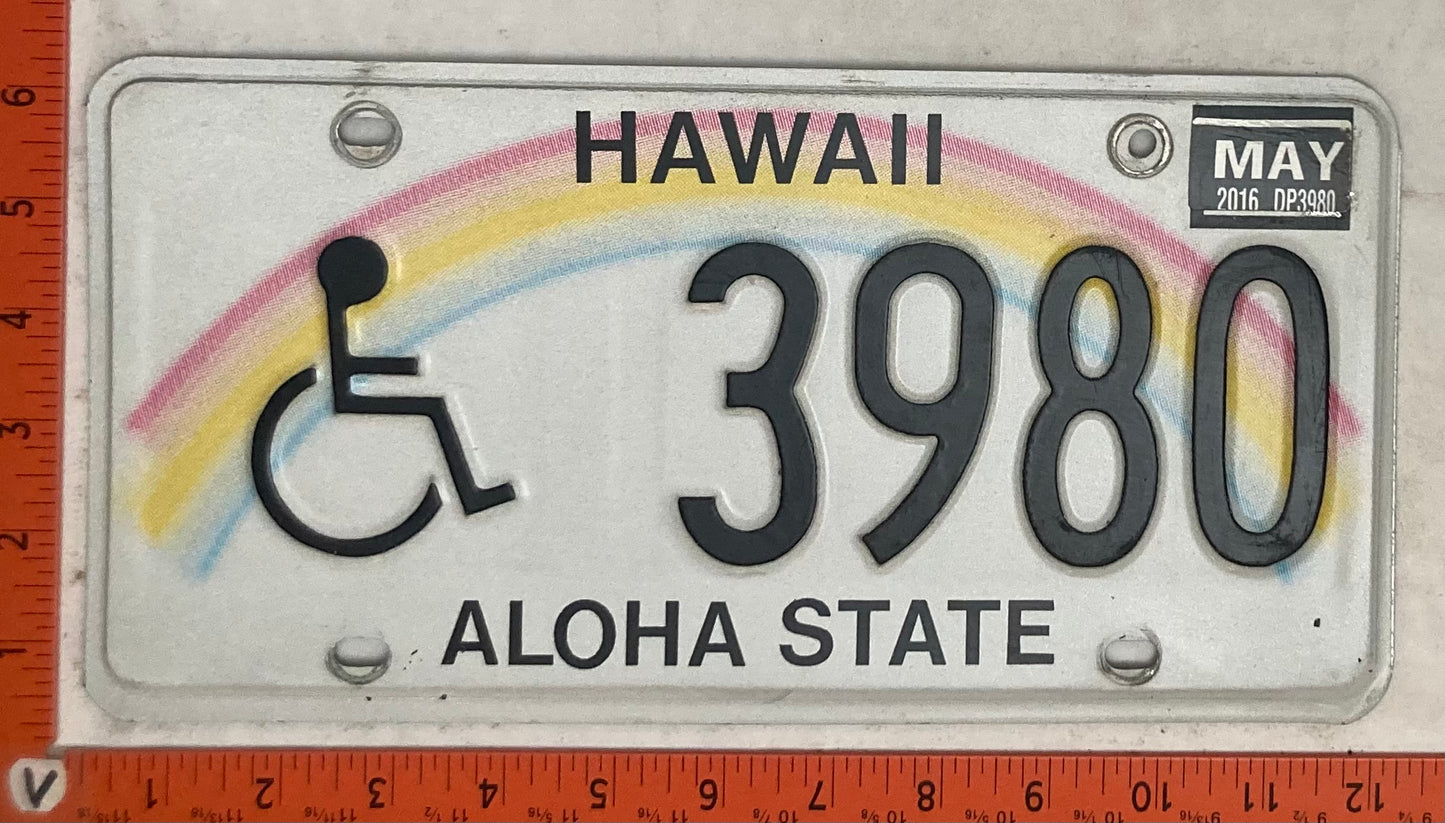 2016 Hawaii #3980 Handicap Passenger License Plate