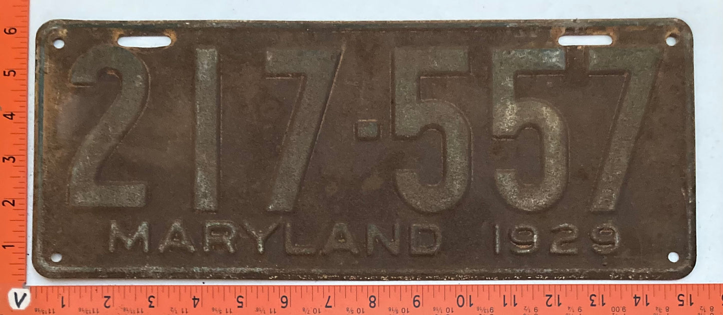 1929 Maryland # 217-557 Passenger license plate (Crafter)