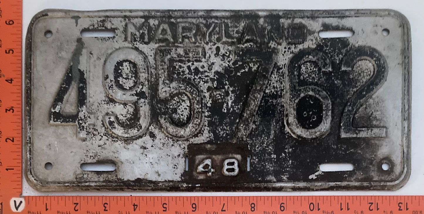 1948 Maryland #495-762 Passenger license plate (Crafter)