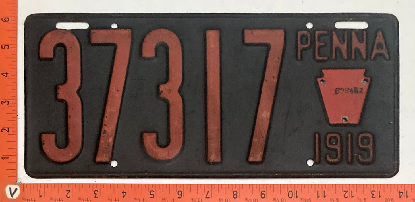 1919 Pennsylvania #37317 Passenger License Plate