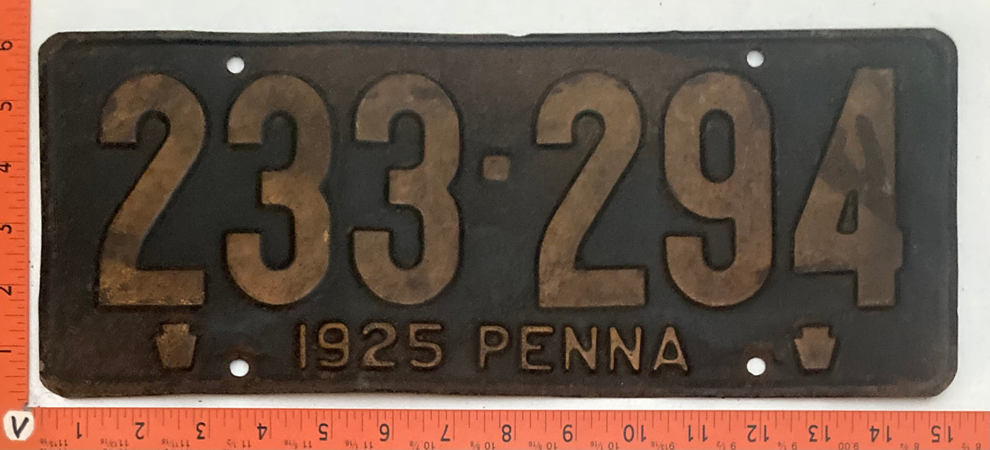 1925 Pennsylvania #233-294 Passenger License Plate