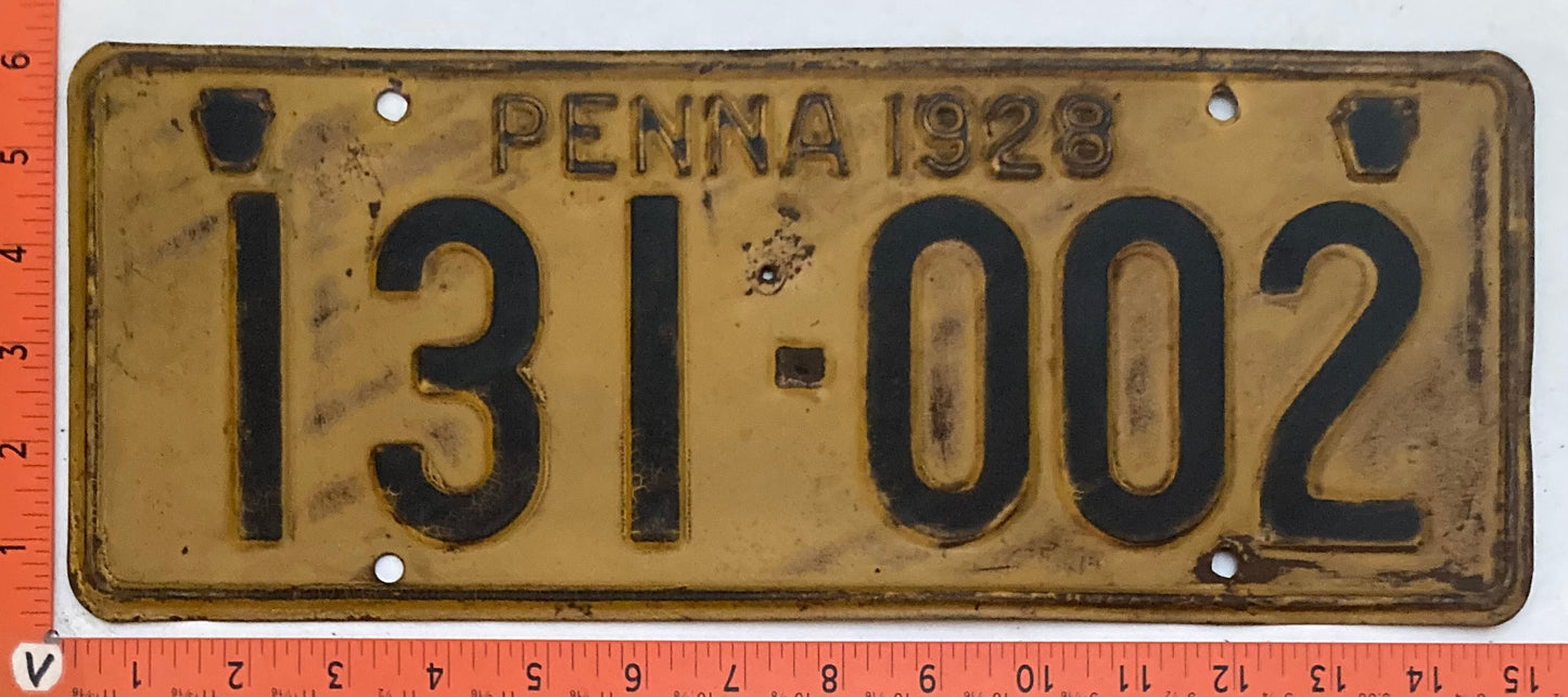 1928 Pennsylvania #131-002 Passenger License Plate