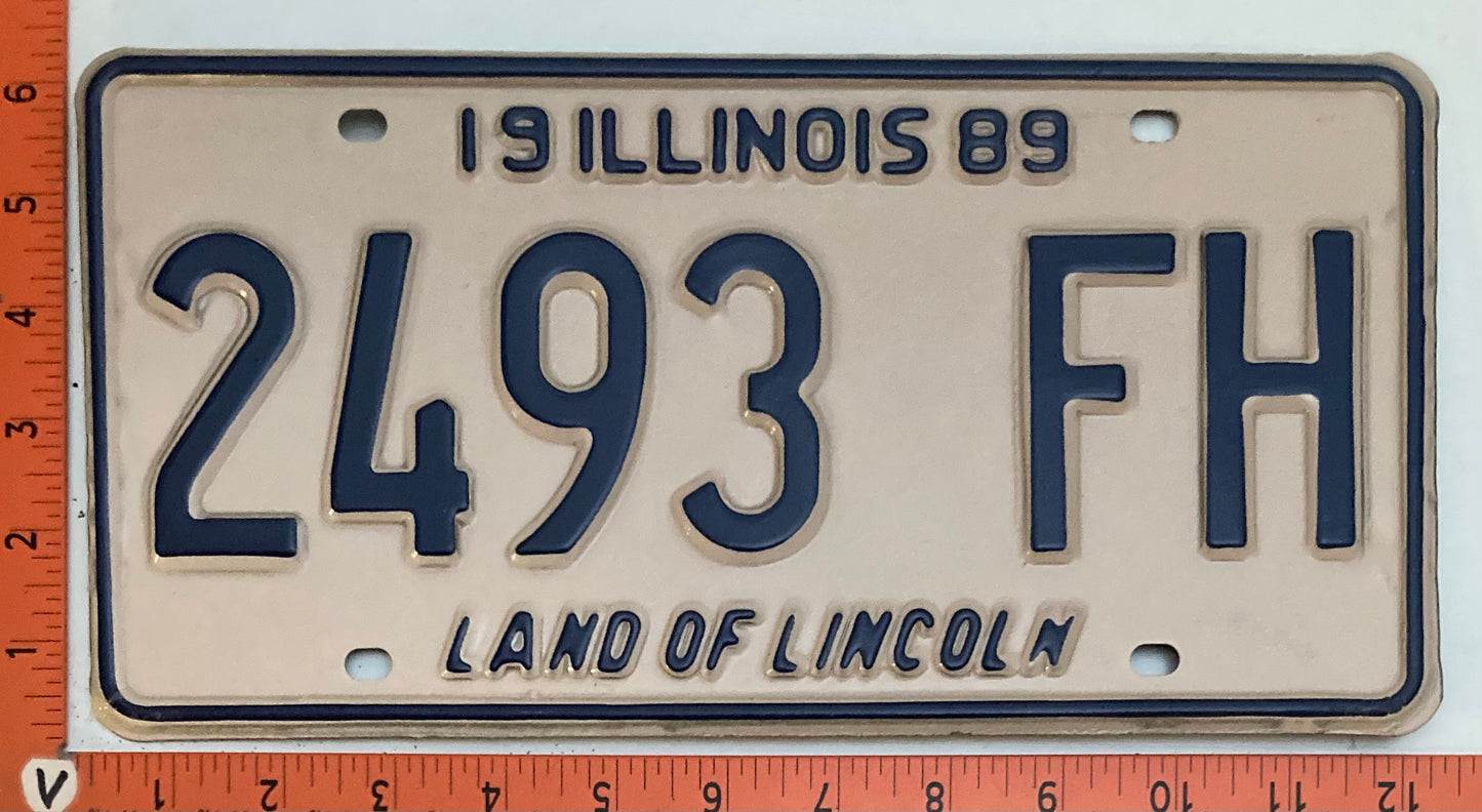 1989 Illinois #2493 FH Funeral Home Hearse License Plate