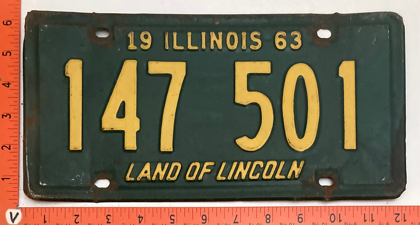 1963 Illinois #147 501 Passenger License Plate