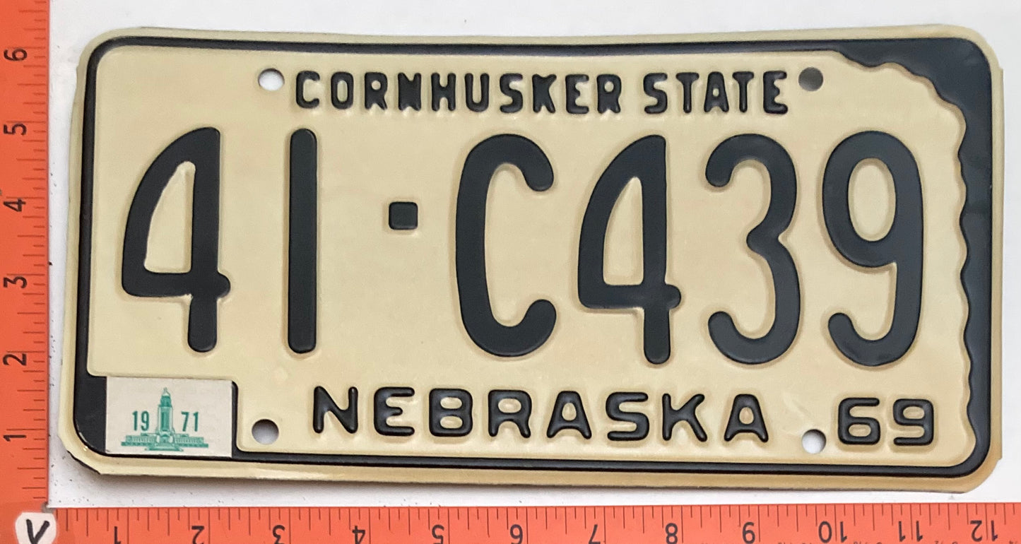 1969 Nebraska #41-C439 Passenger License Plate