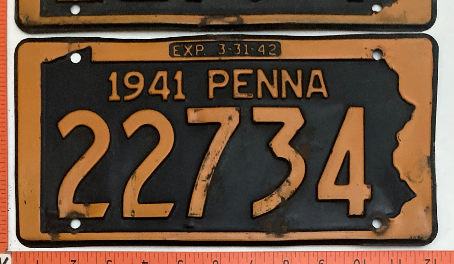 1941 Pennsylvania #22734 Passenger License Plate (Pair)