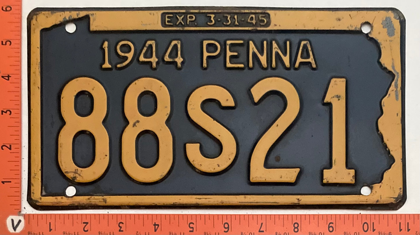 1944 Pennsylvania #88S21 Passenger License Plate