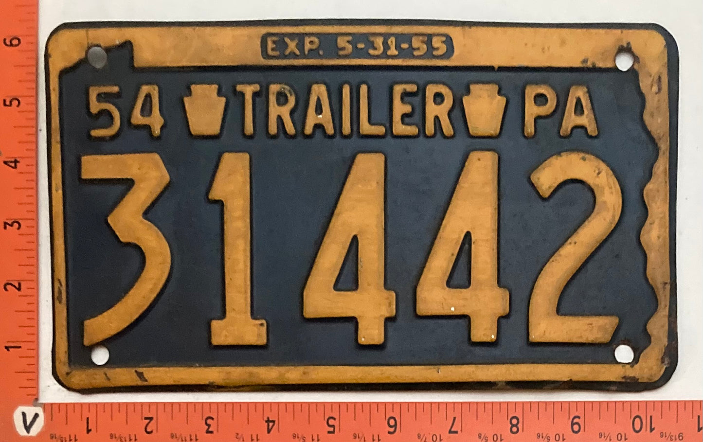 1954 Pennsylvania #31442 Trailer License Plate