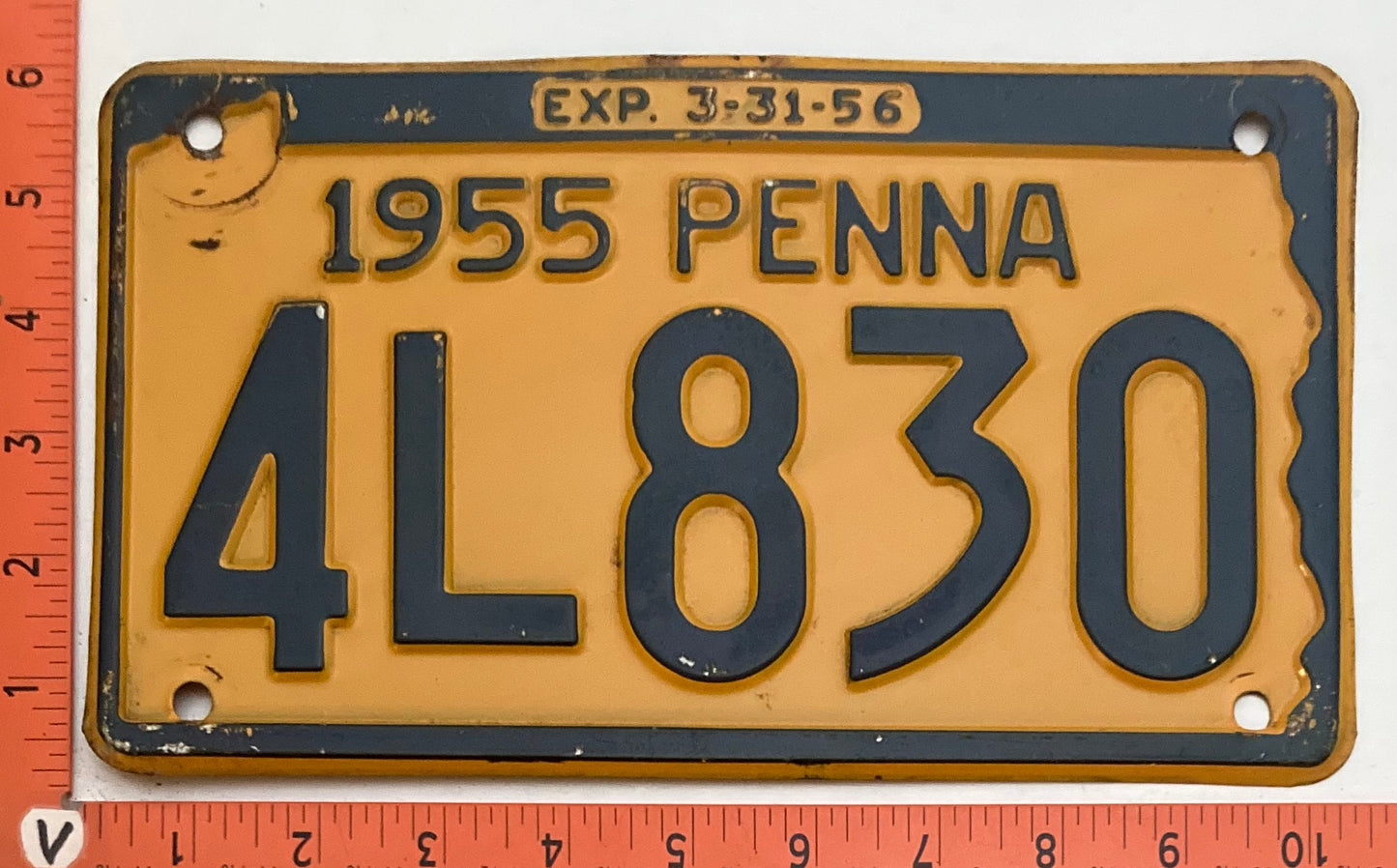 1955 Pennsylvania #4L830 Passenger License Plate