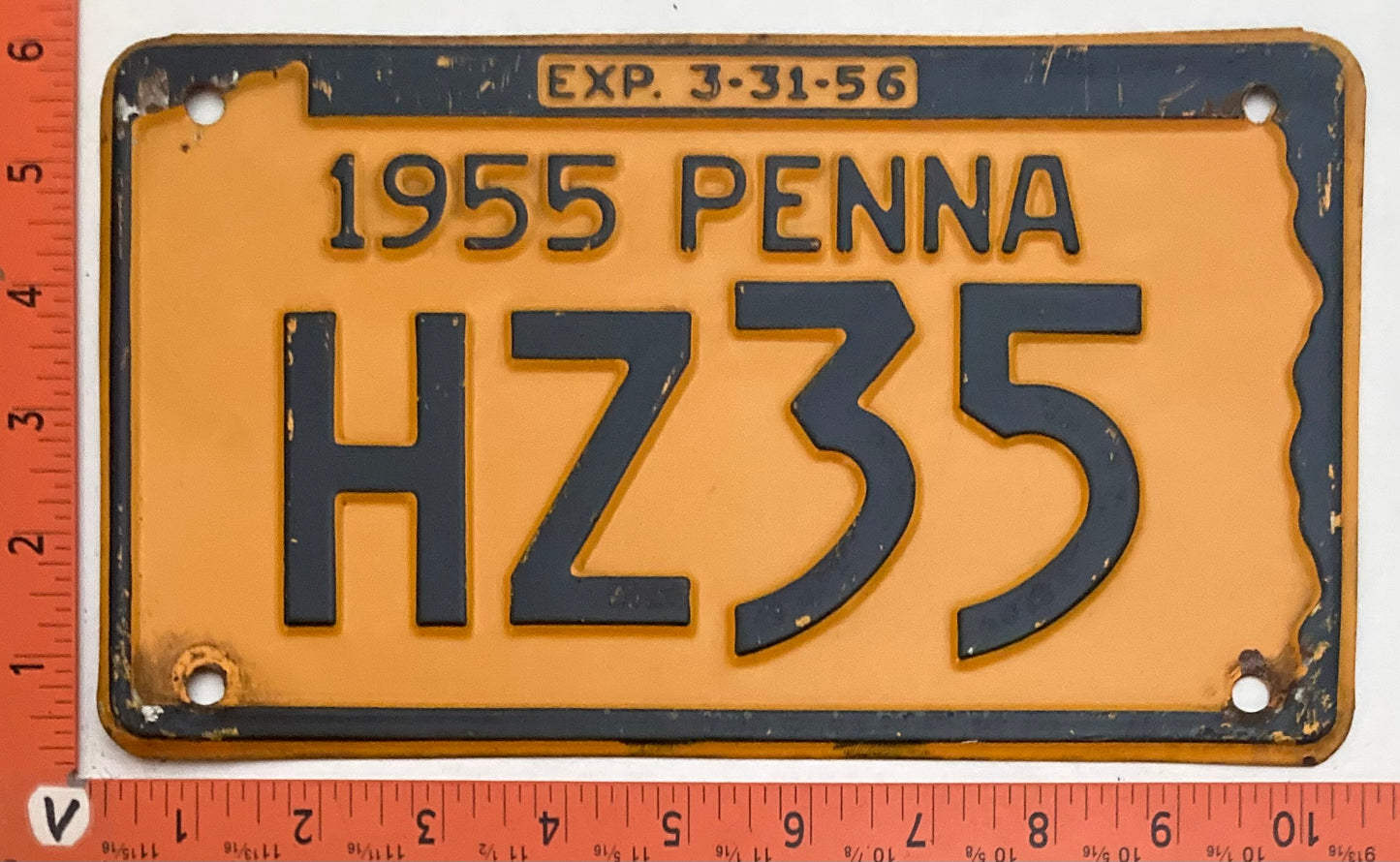 1955 Pennsylvania #HZ35 Passenger License Plate