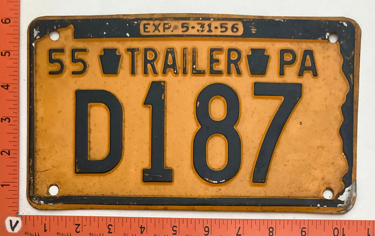 1955 Pennsylvania #D187 Trailer License Plate