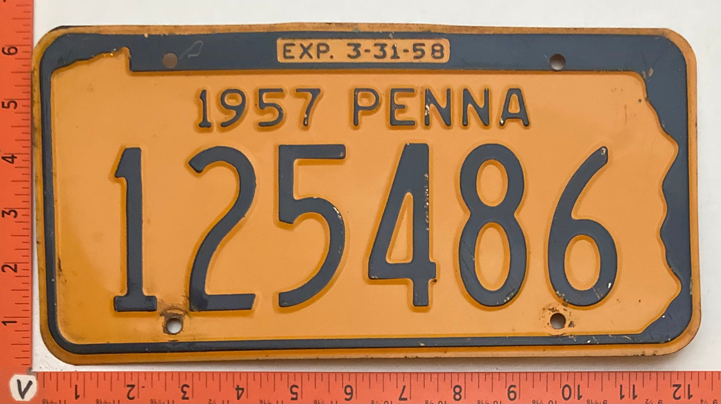 1957 Pennsylvania #125486 Passenger License Plate