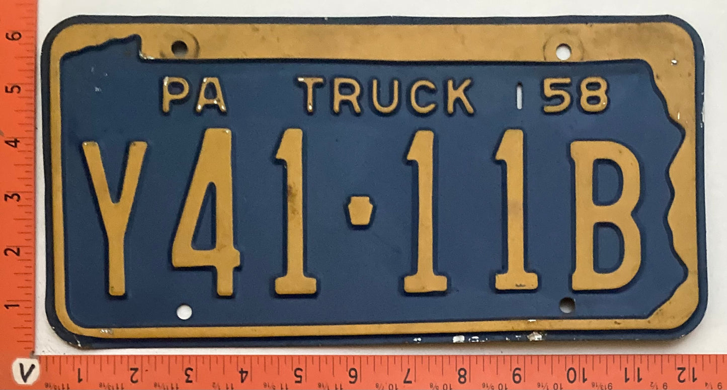1958 Pennsylvania #Y41-11B Truck License Plate