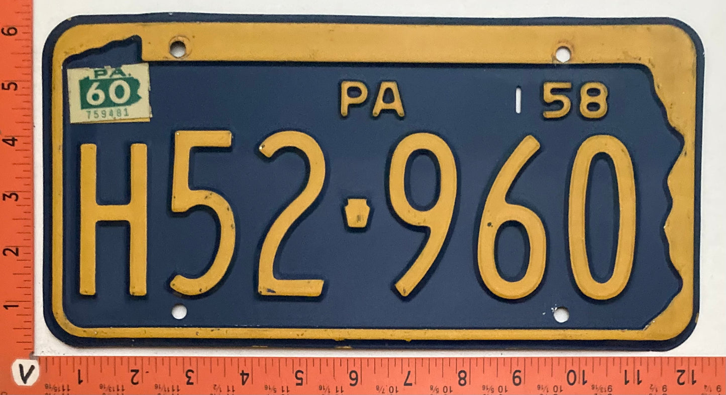 1960 Pennsylvania #H52-960 Passenger License Plate