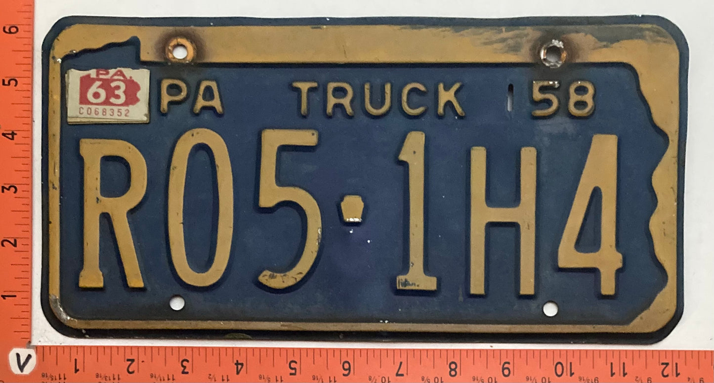 1963 Pennsylvania #R05-1H4 Truck License Plate