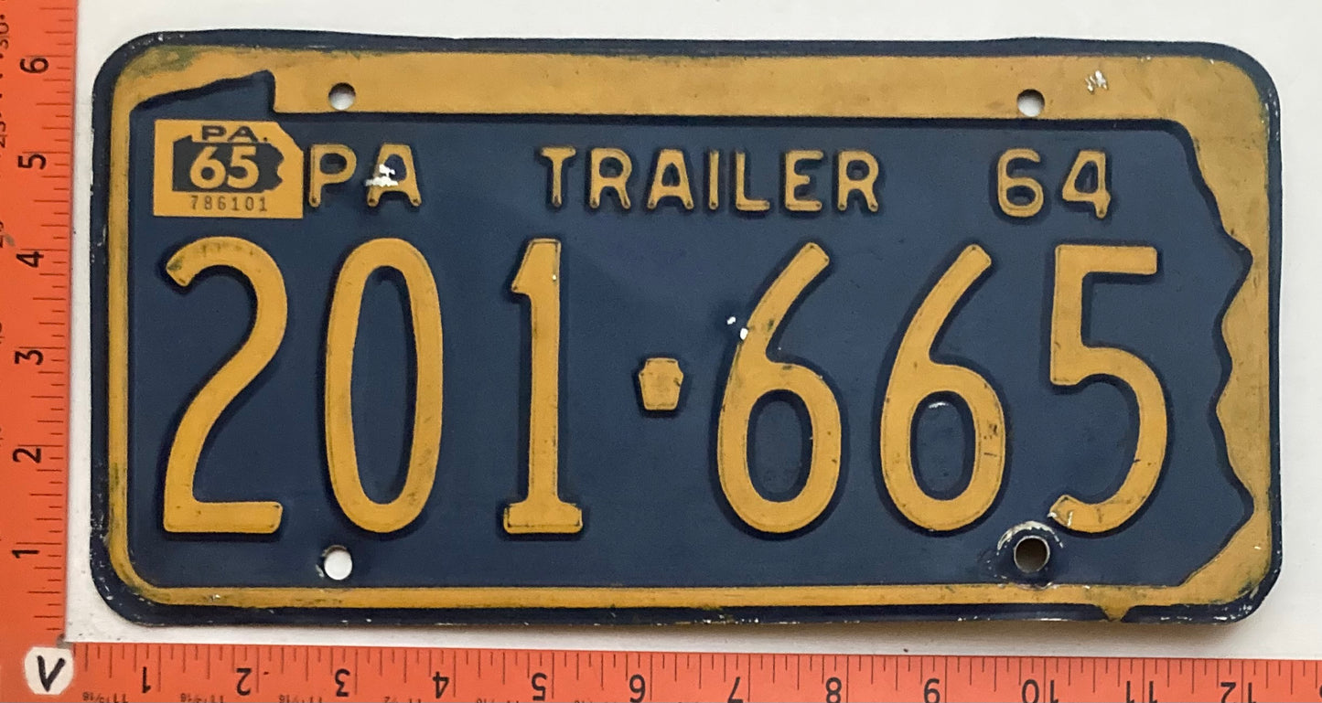 1965 Pennsylvania #201-665 Trailer License Plate
