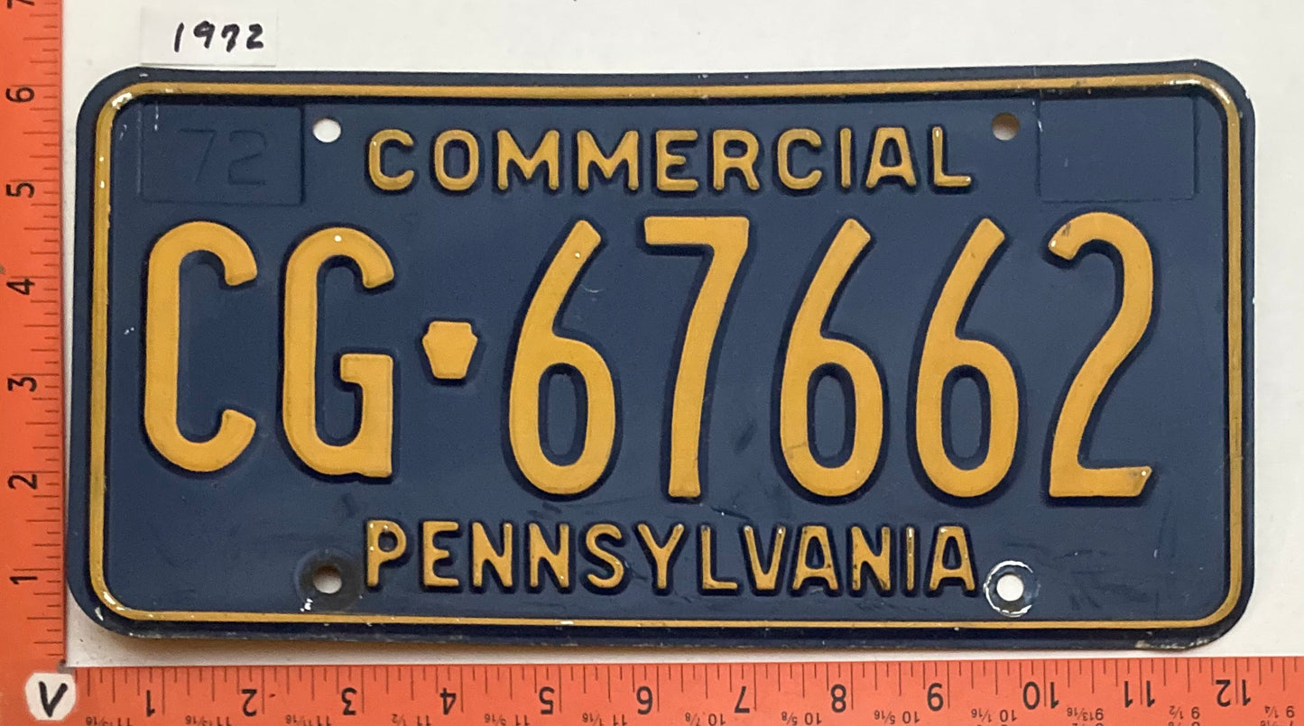 1972 Pennsylvania #CG-67662 Commercial License Plate