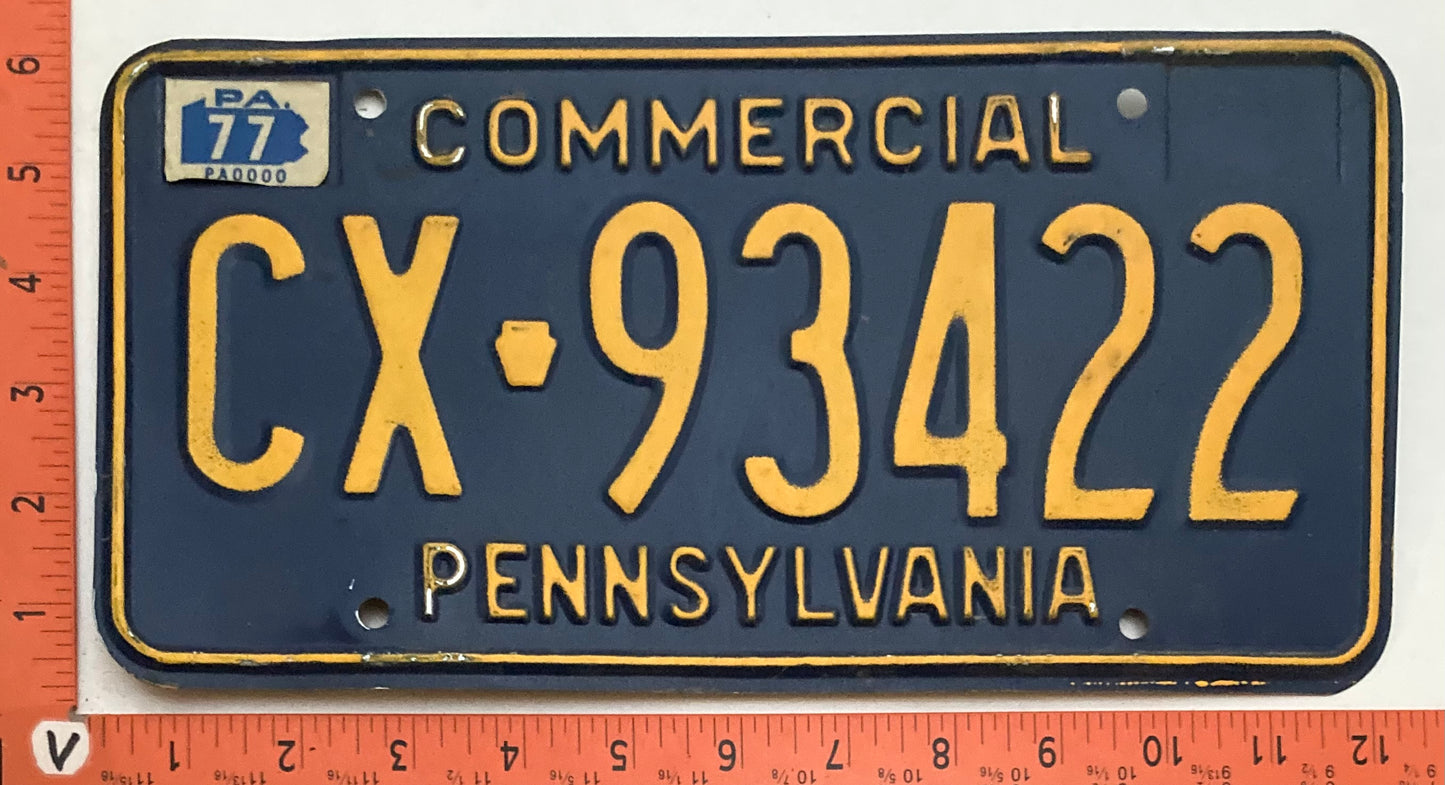 1977 Pennsylvania #CX-93422 Commercial License Plate