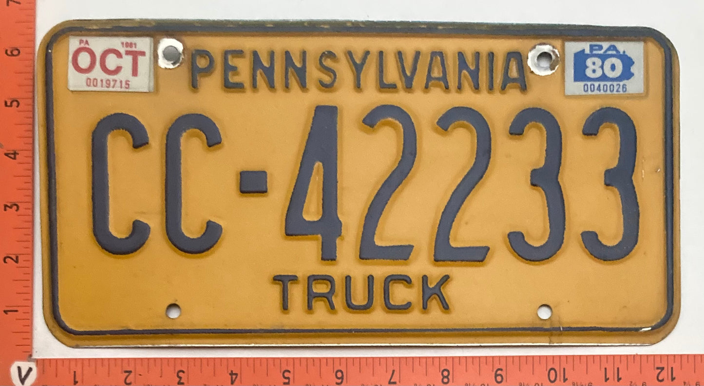 1980 Pennsylvania #CC-42233 Truck License Plate