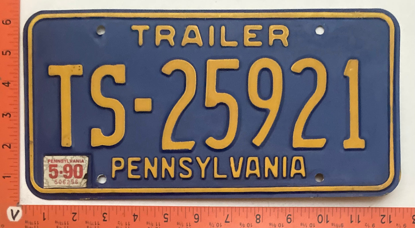 1990 Pennsylvania #TS-25921 Trailer License Plate