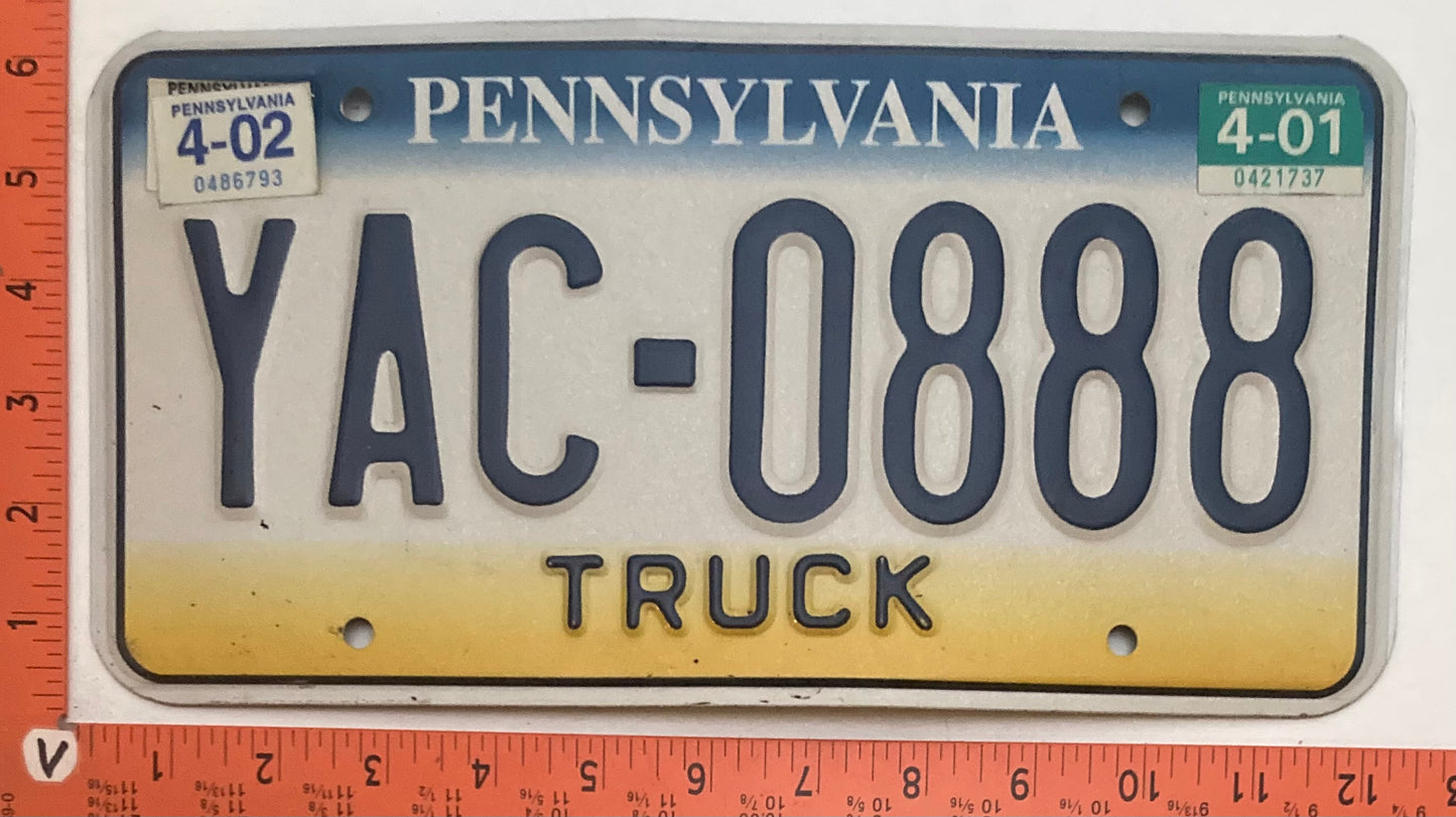 2002 Pennsylvania #YAC-0888 Truck License Plate