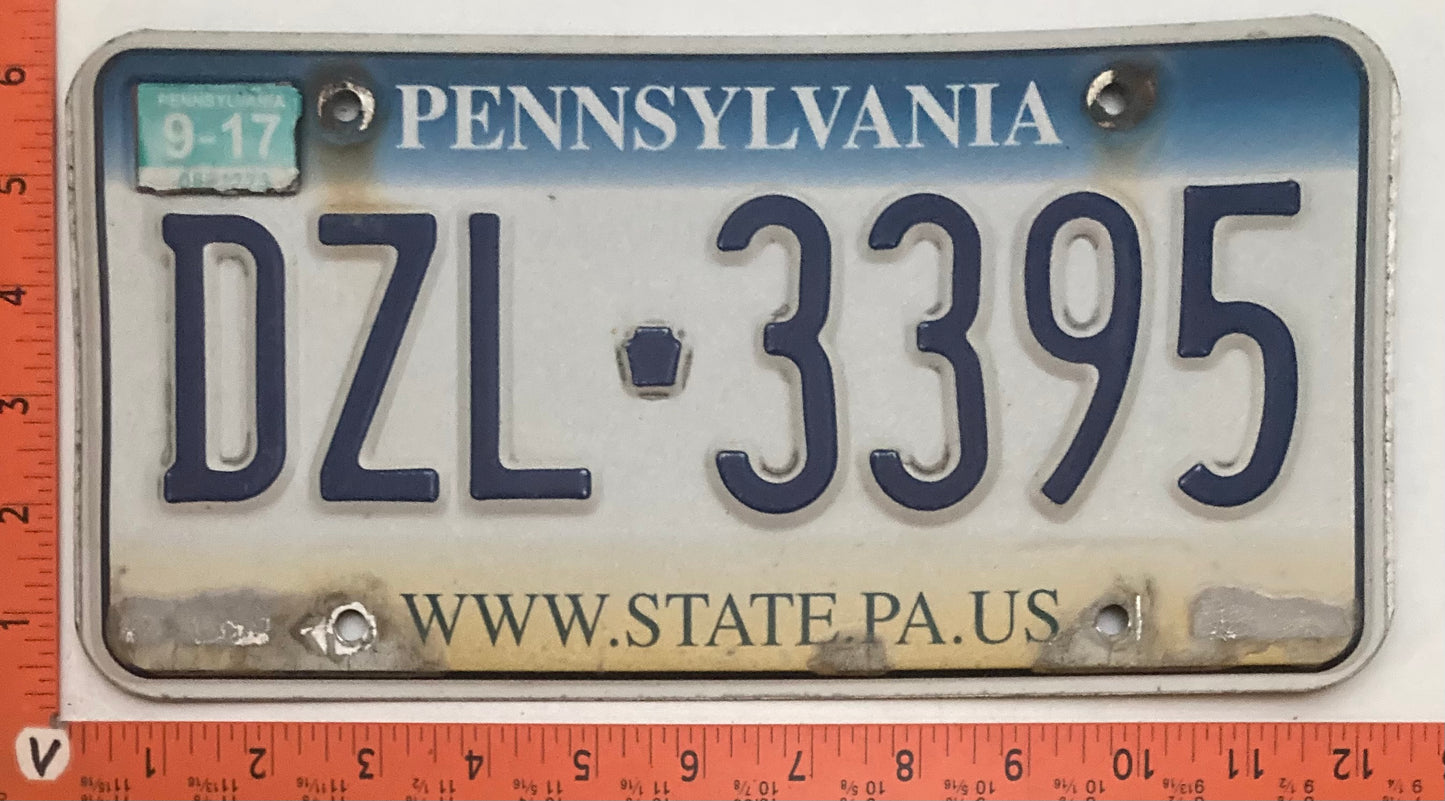 2017 Pennsylvania #DZL-3395 Passenger License Plate