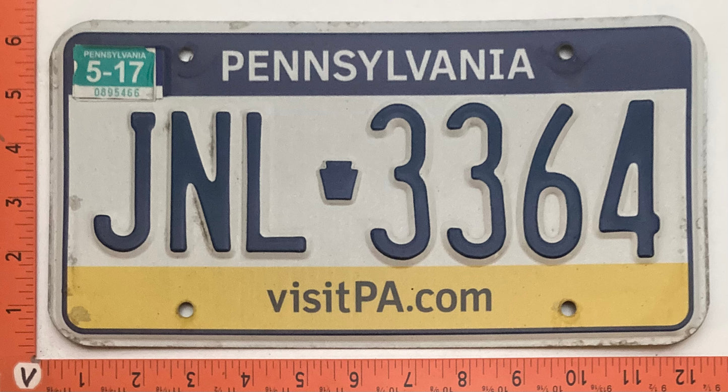 2017 Pennsylvania #JNL-3364 Passenger License Plate