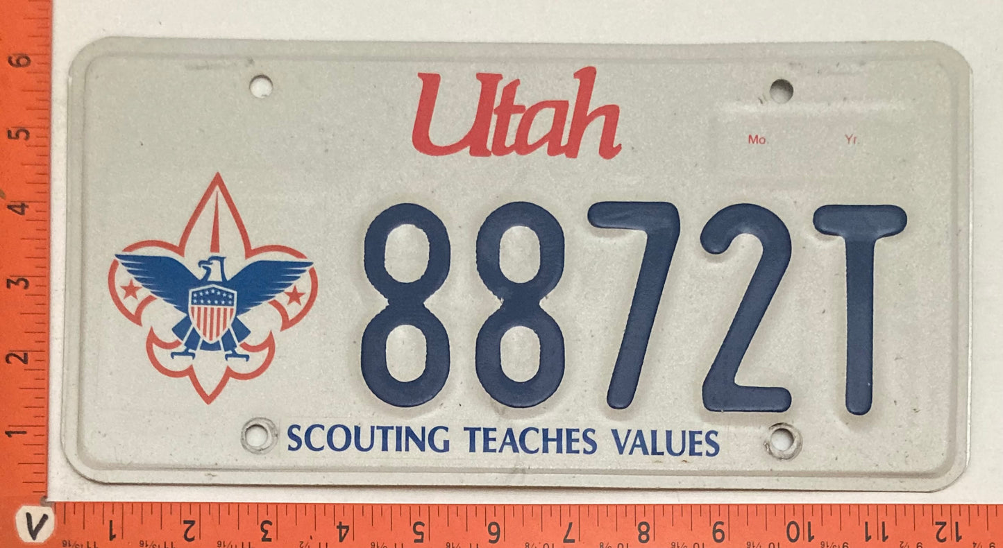 2008 vintage Utah #8872T Passenger License Plate