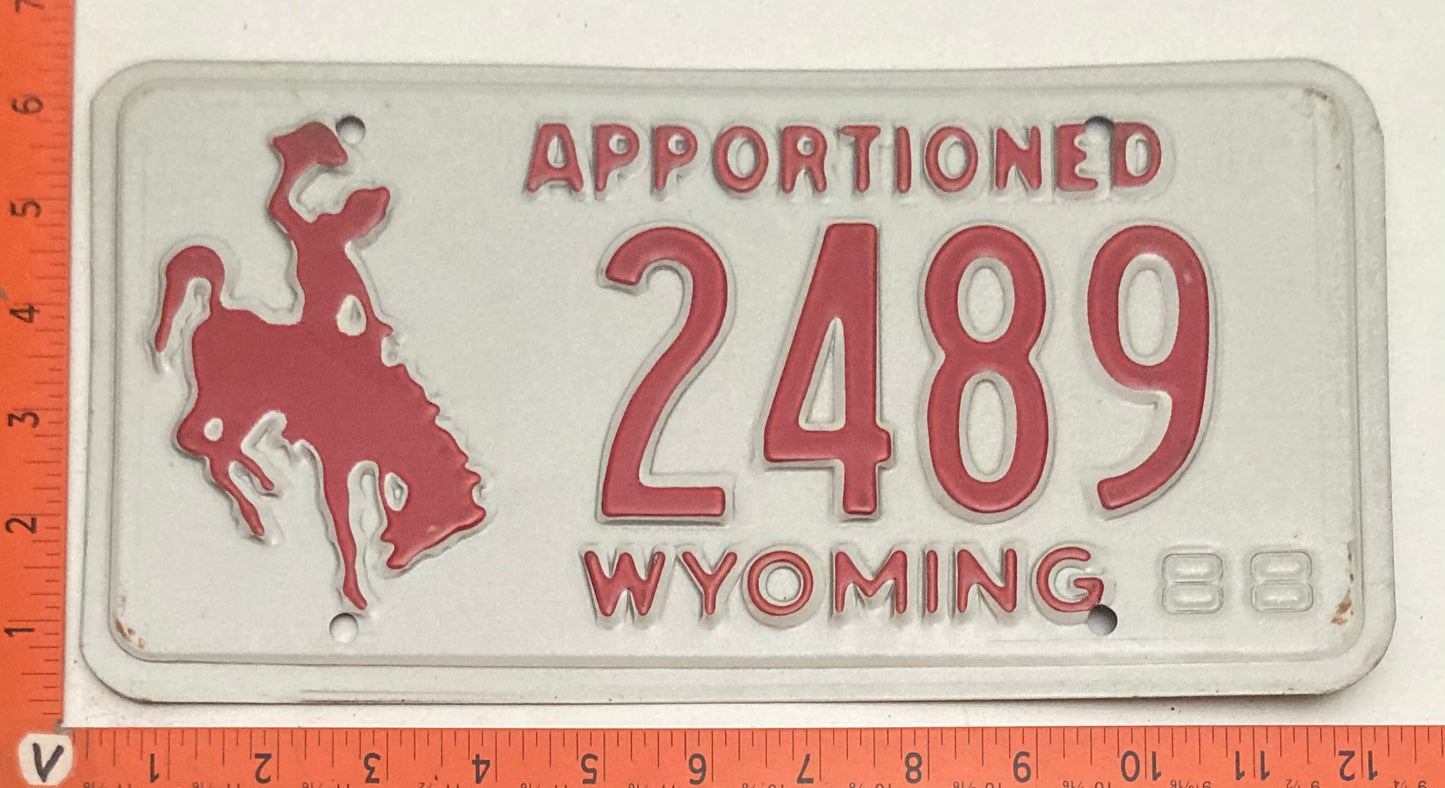 1988 Wyoming #2489 Apportioned License Plate