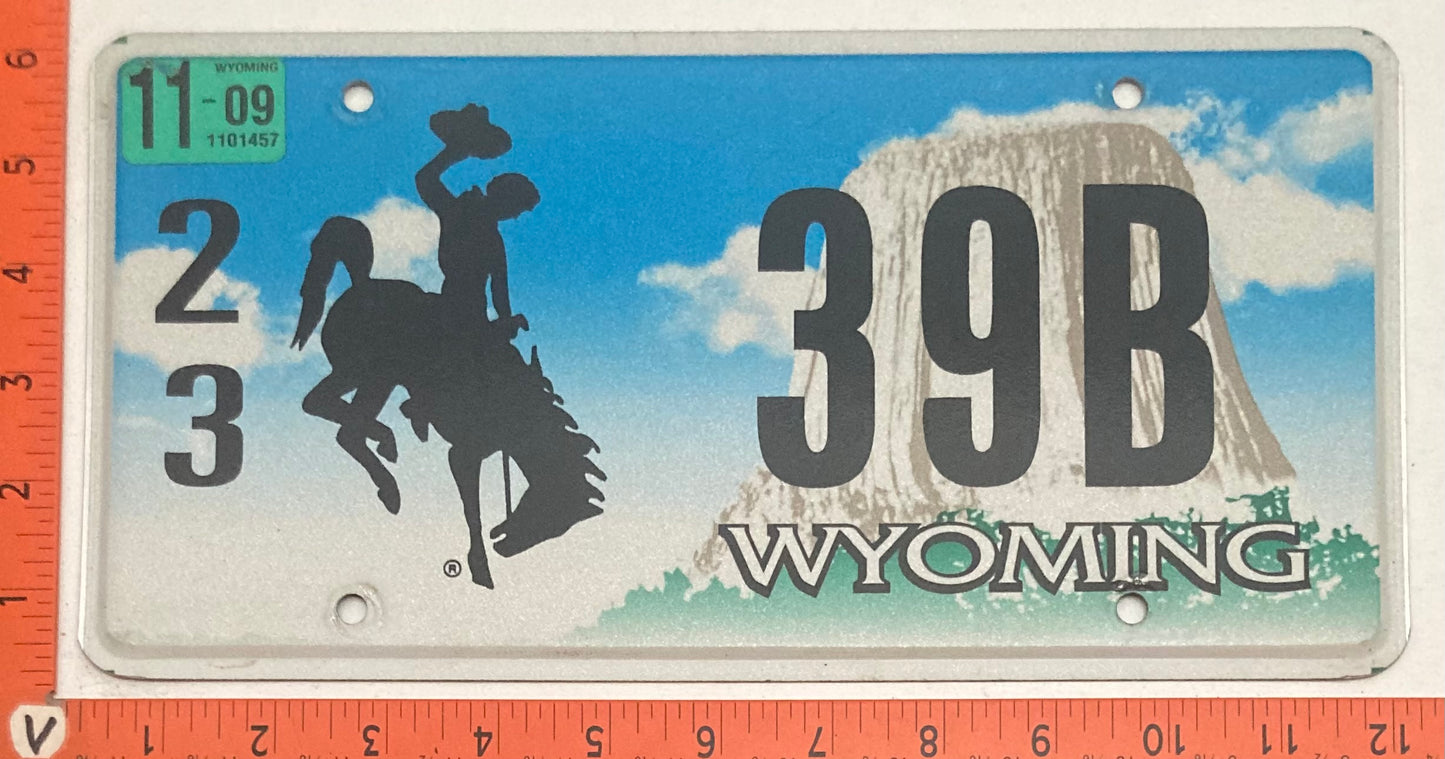2009 Wyoming #2/3 39B Passenger License Plate