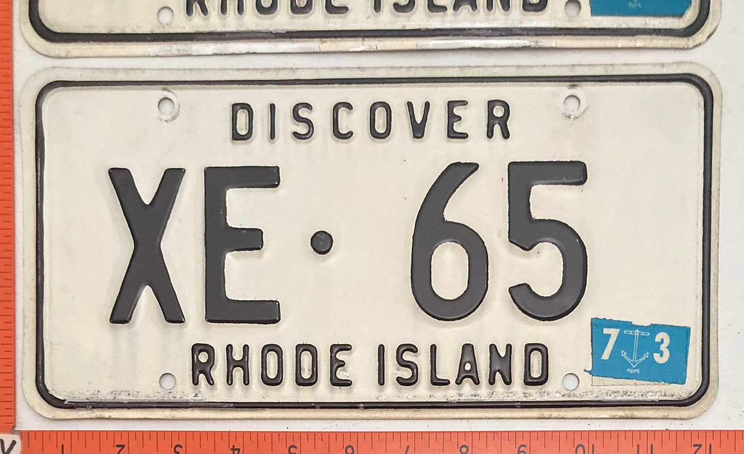 1973 Rhode Island #XE-65 Passenger License Plate PAIR