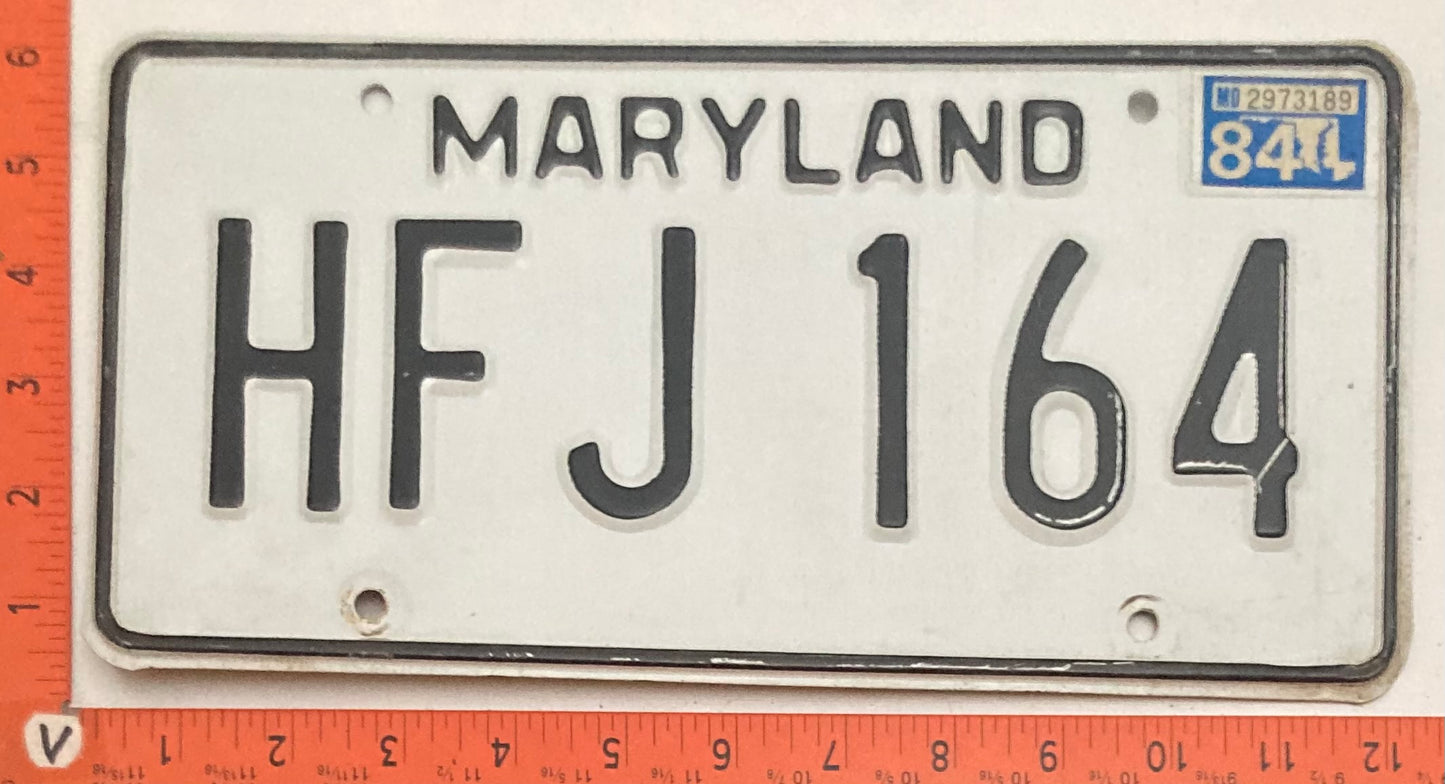 1984 Maryland #HFJ 164 Passenger License Plate