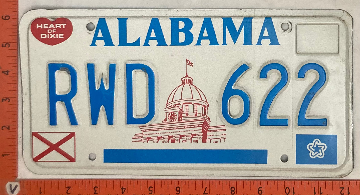 Undated Alabama #RWD 622 Passenger License Plate