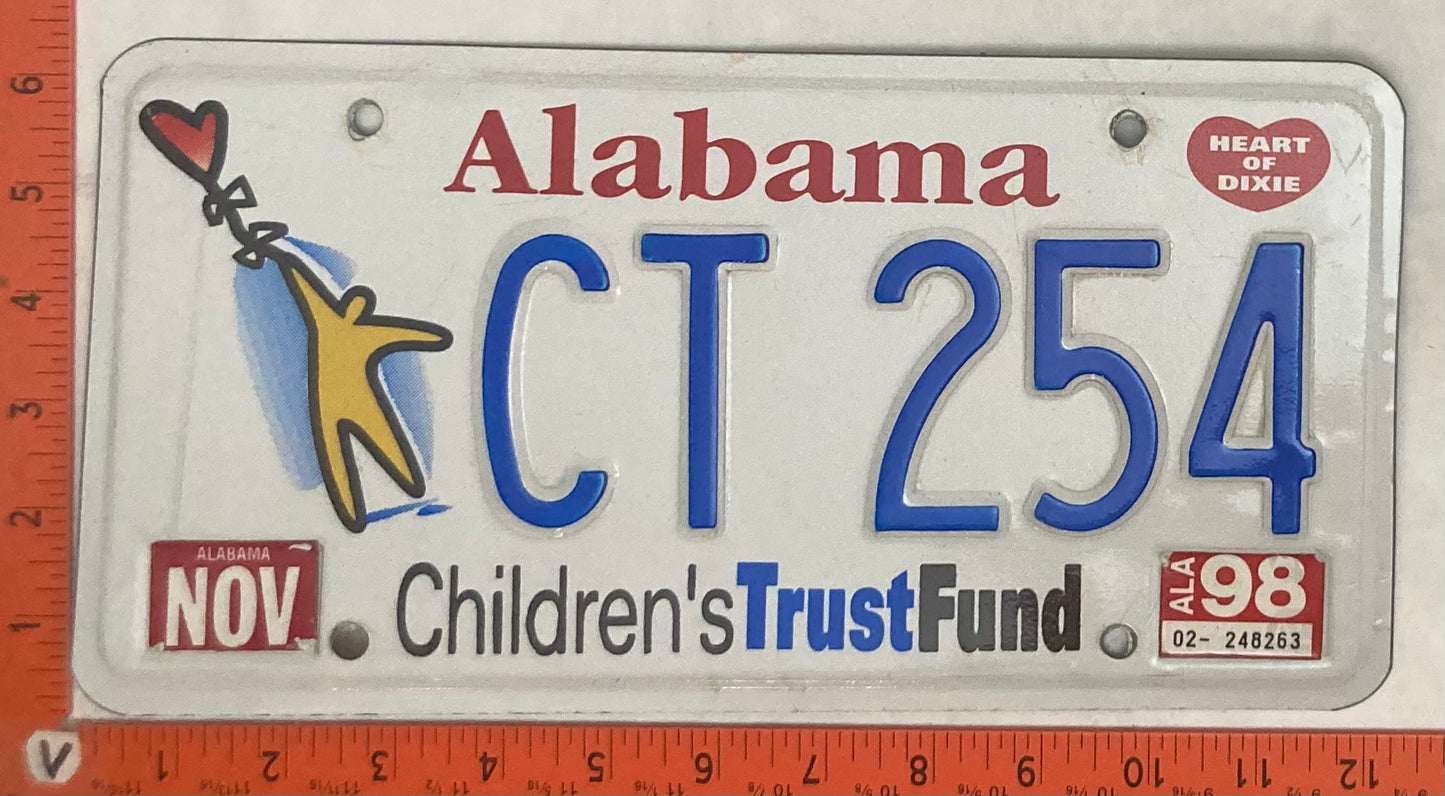 1998 Alabama #CT 254 Passenger License Plate
