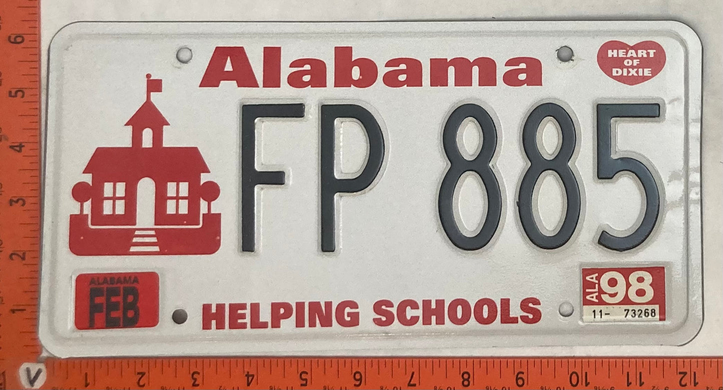 1998 Alabama #FP 885 Passenger License Plate