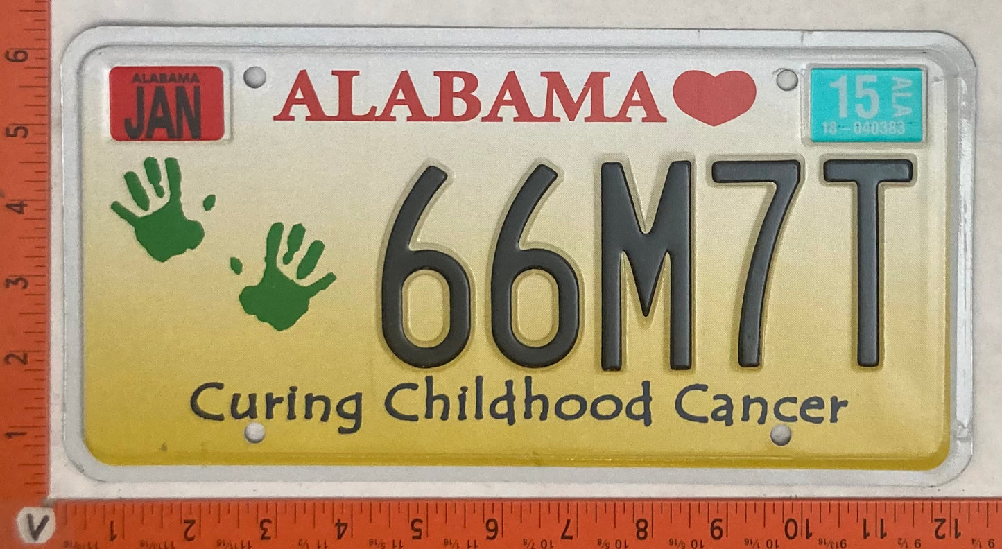 2015 Alabama #66M7T Passenger License Plate