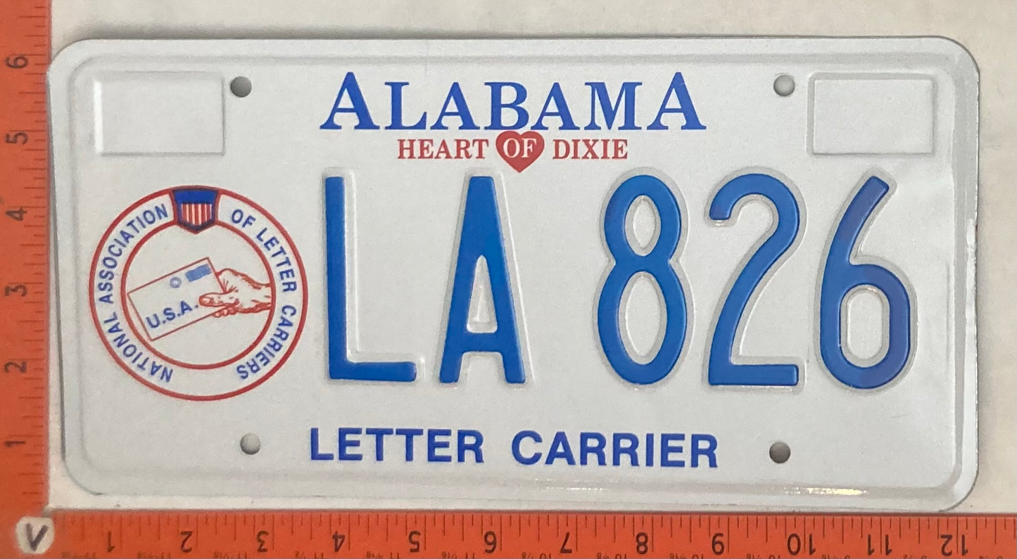 Undated Alabama #LA 826 Passenger License Plate