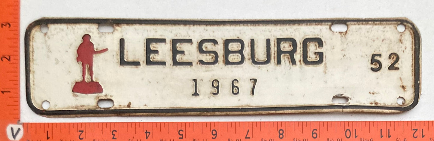 1967 Leesburg Loudoun County Virginia #52 License Plate
