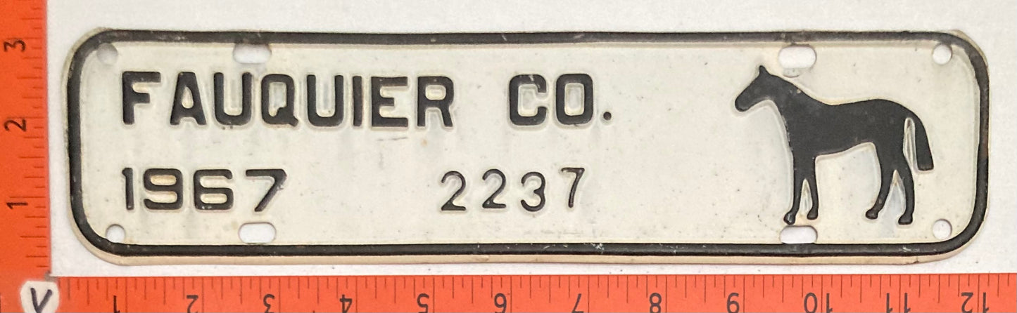 1967 Fauquier County Virginia #2237 License Plate