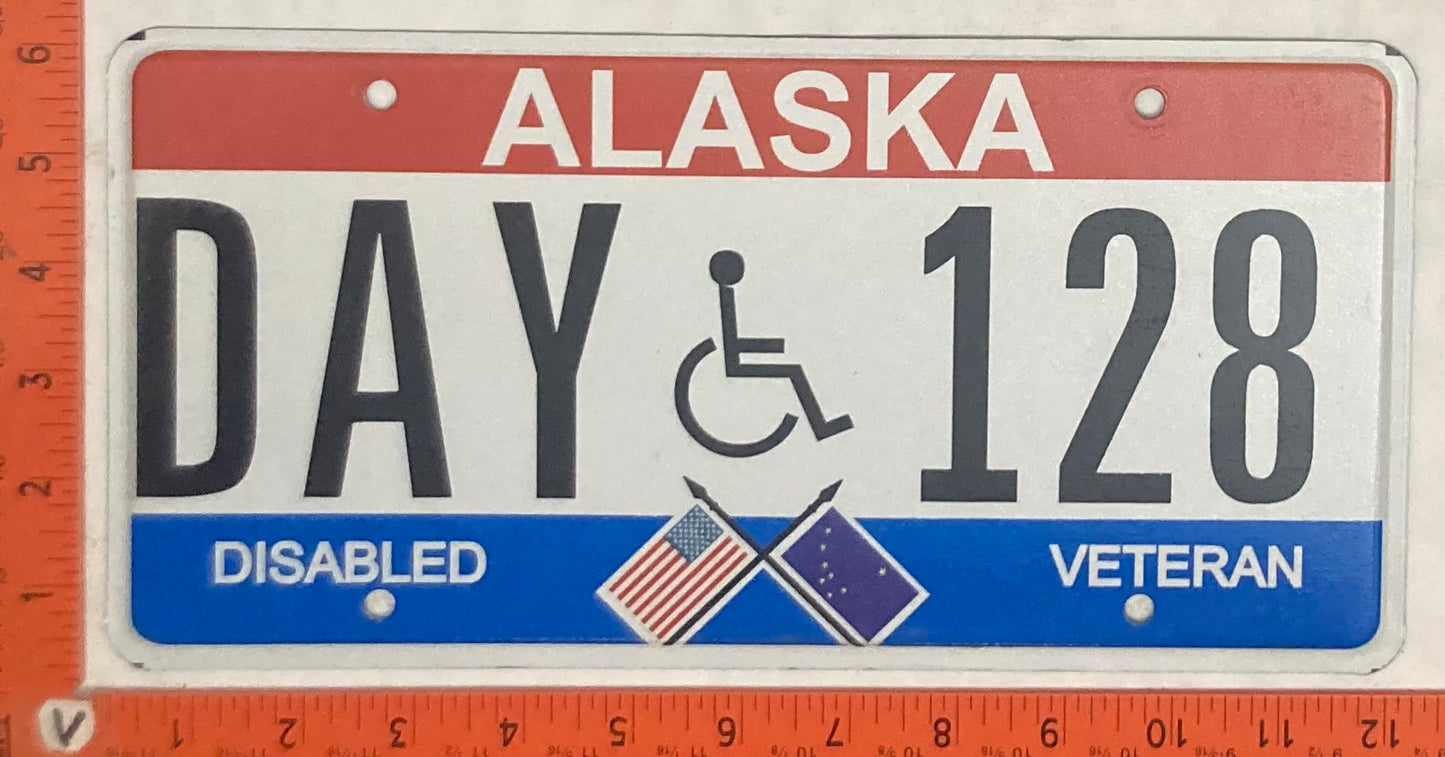 Undated Alaska #DAY 128 Disabled Veteran License Plate