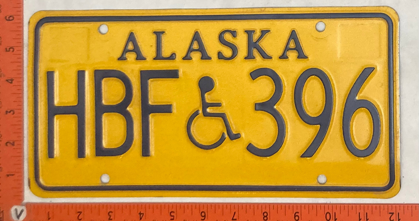 Undated Alaska #HBF 396 Passenger License Plate (Handicapped)