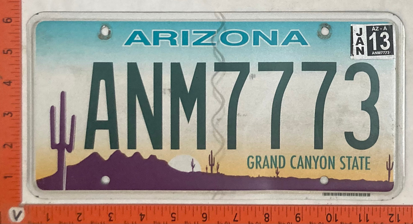 2013 Arizona #ANM7773 Passenger License Plate
