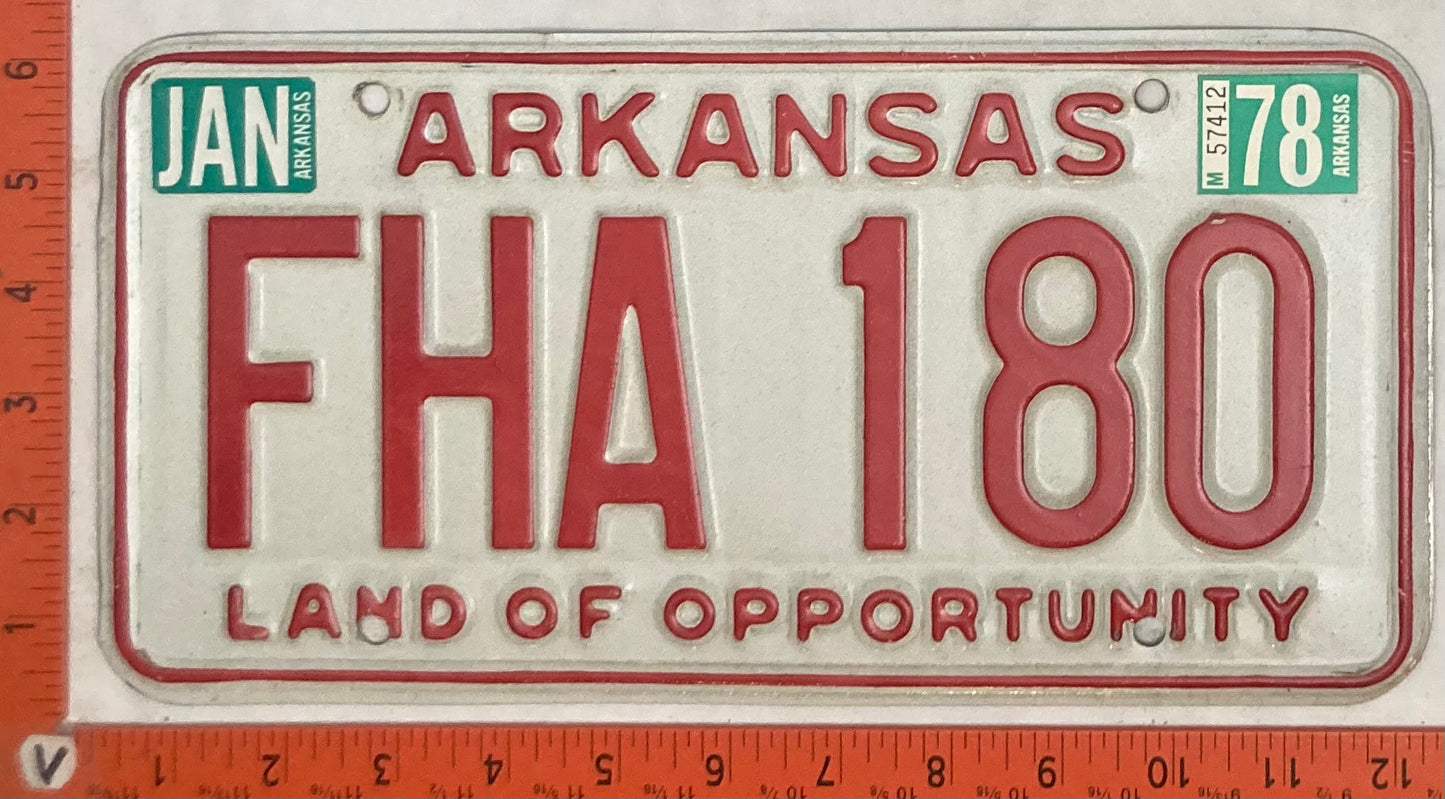 1978 Arkansas #FHA 180 Passenger License Plate