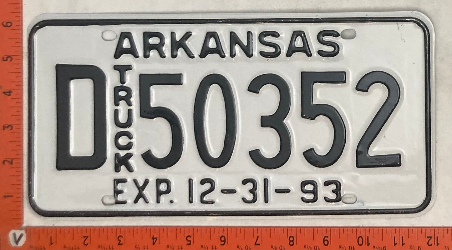 1993 Arkansas #D 50352 Truck License Plate