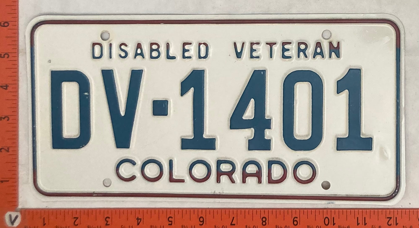 Undated Colorado #DV-1401 Disabled Veteran Passenger License Plate