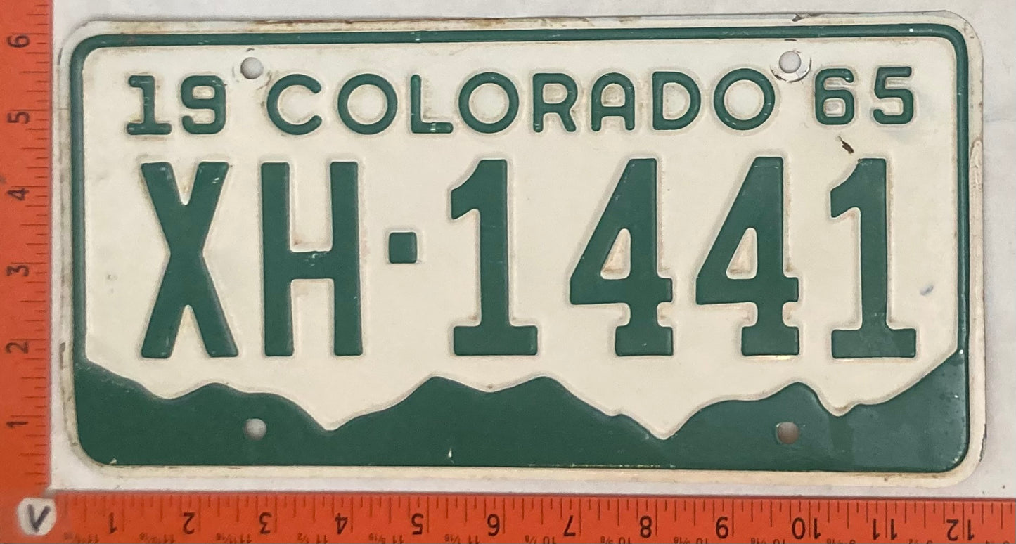 1965 Colorado #XH-1441 Passenger License Plate