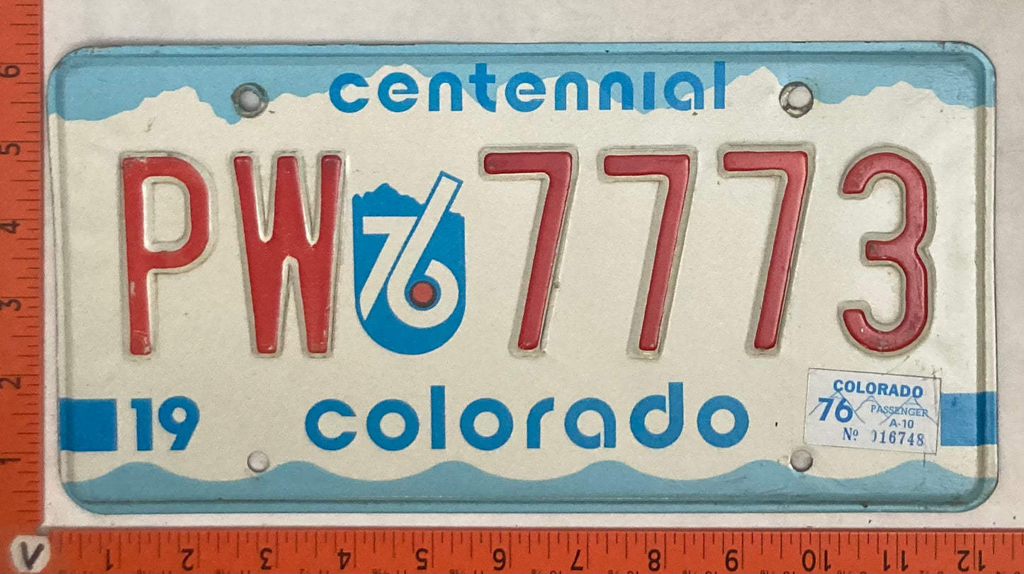 1976 Colorado #PW 7773 Passenger License Plate